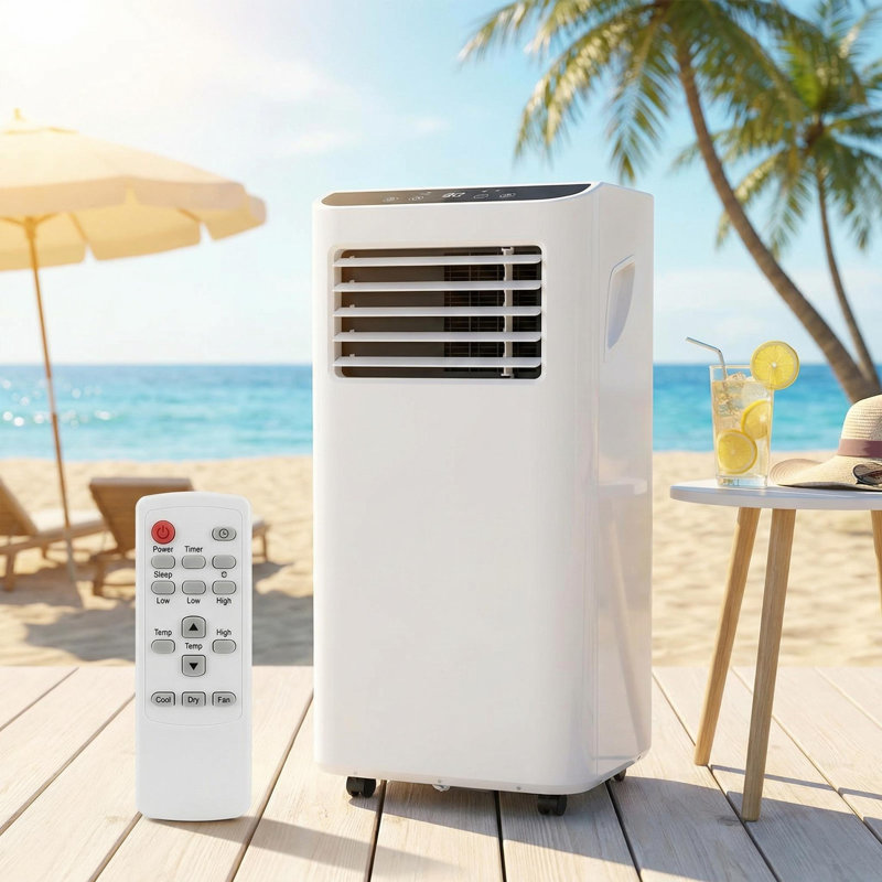 Climatiseur portatif 8 000 BTU - climatiseur portatif 3-en-1 avec déshumidificateur et ventilateur, refroidissement silencieux, télécommande, minuterie 24H, mode veille pour la chambre à coucher, le bureau, l’appartement.
