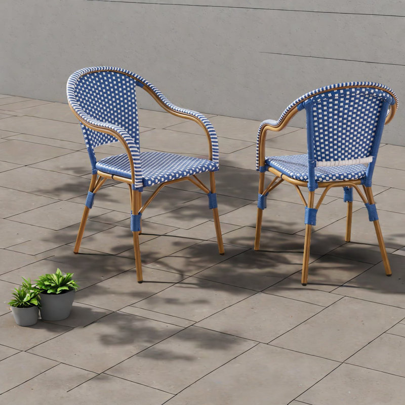 Chaises de patio résistantes aux intempéries, ensemble de bistro en rotin en aluminium pour patio