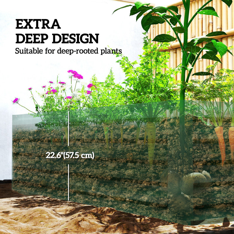 Lit de jardin surélevé galvanisé, boîte à fleurs 6 pi x 3 pi x 2 pi, vert