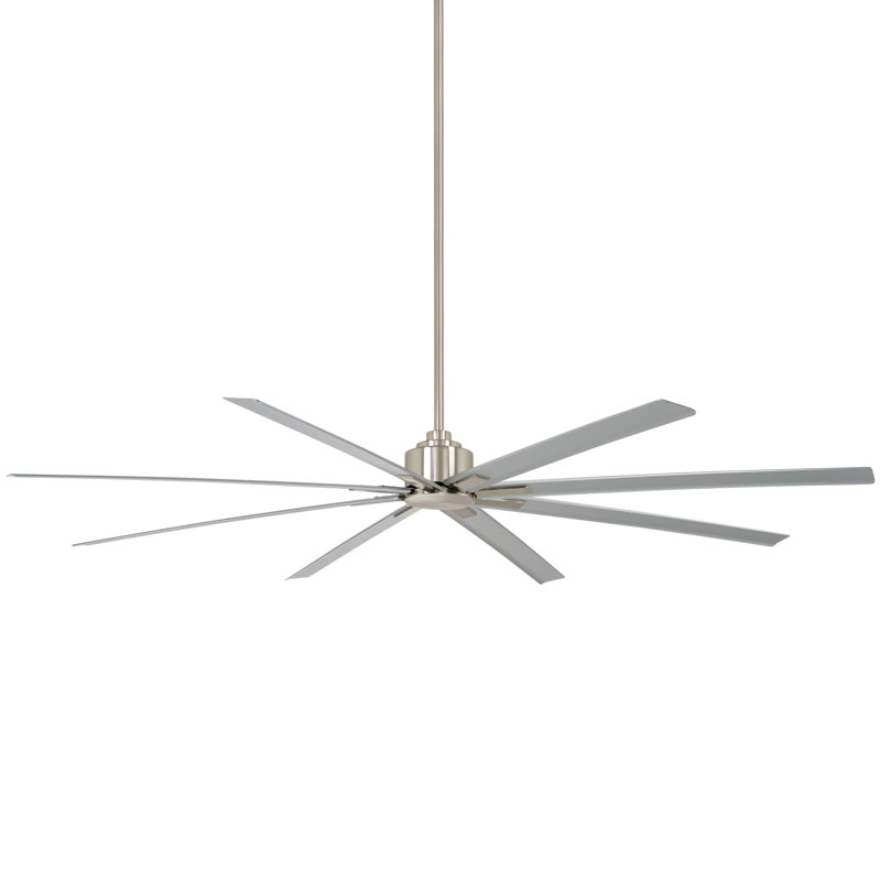 84" Xtreme 8 - Blade Outdoor Standard Ceiling Fan with Remote Control, Brushed Nickle Wet