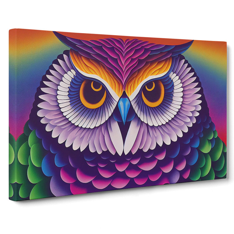 Colourful Owl Art Vol.4 - Wrapped Canvas, 35cm H x 50cm W x 3cm D