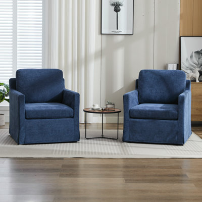 Slipcovered Swivel Accent Chair (Set of 2)
