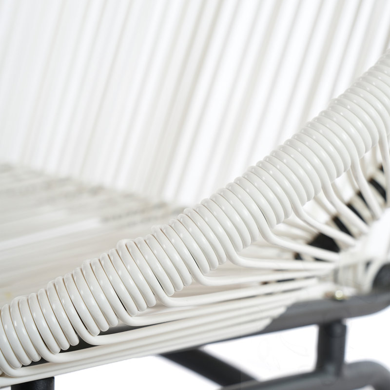 Patio Wicker Sofa With Iron Frame, White