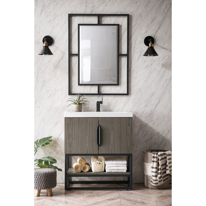 Columbia 31.5'' W Single Vanity, Ash Gray, Matte Black