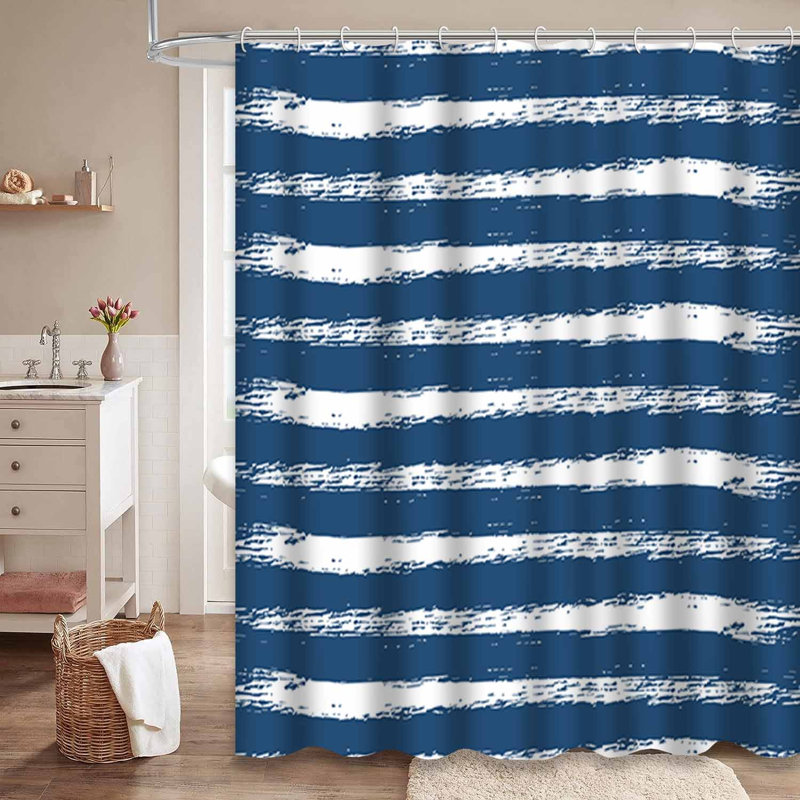 Rideau de douche rayé rayé avec 12 crochets, L 72 po x l 84 po