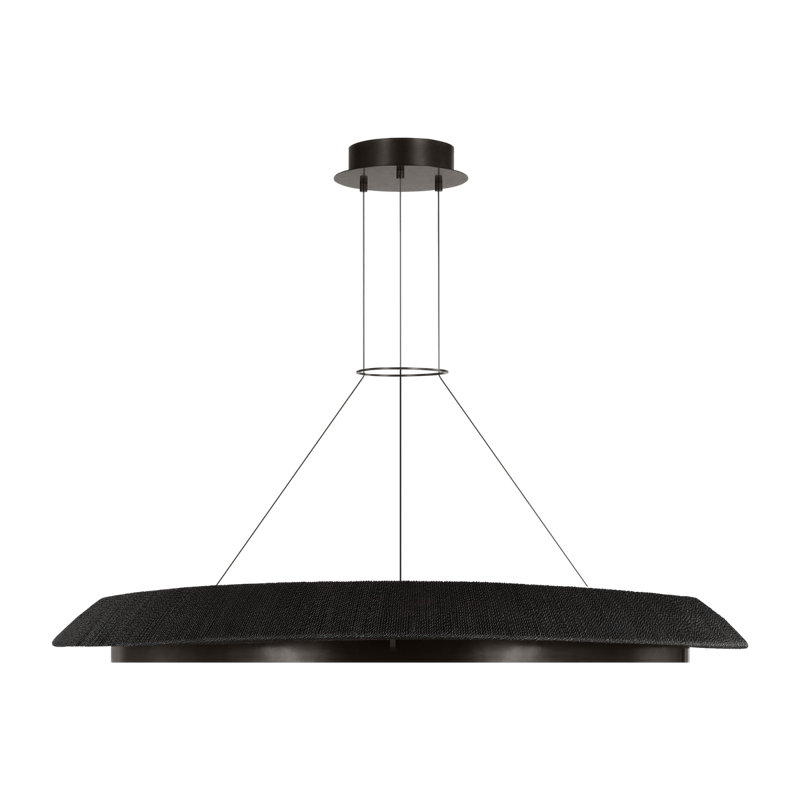 Sean Lavin Noa Large LED Ring Chandelier in Bronze with Washed Black Sea Grass shade, 142" H x 50.5" W x 50.5" D, Bronze