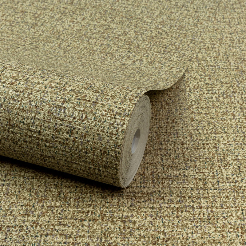 Precious Weaves Collection Textile Plain Wallpaper Roll, Gold