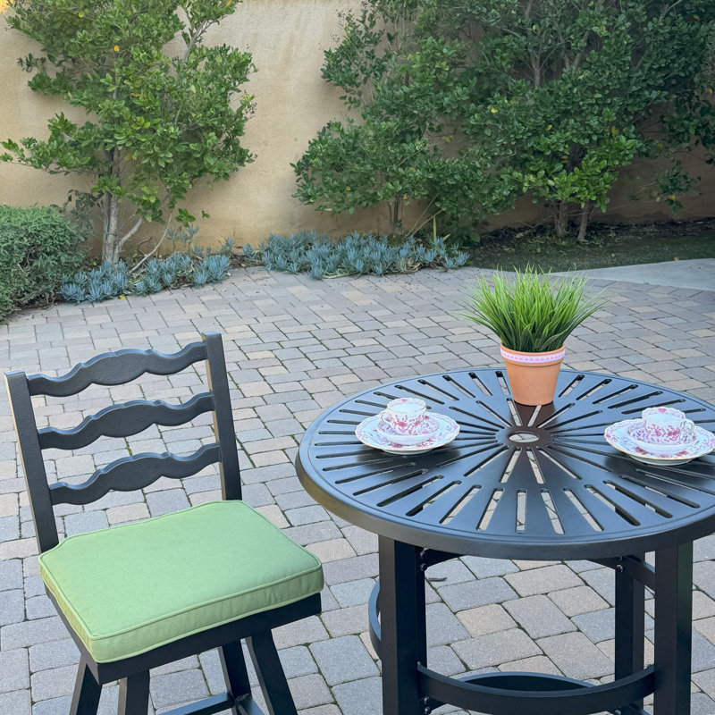 Aluminum 3-Piece Patio Bar Set with 30'' Round Counter Height Bar Table, Green