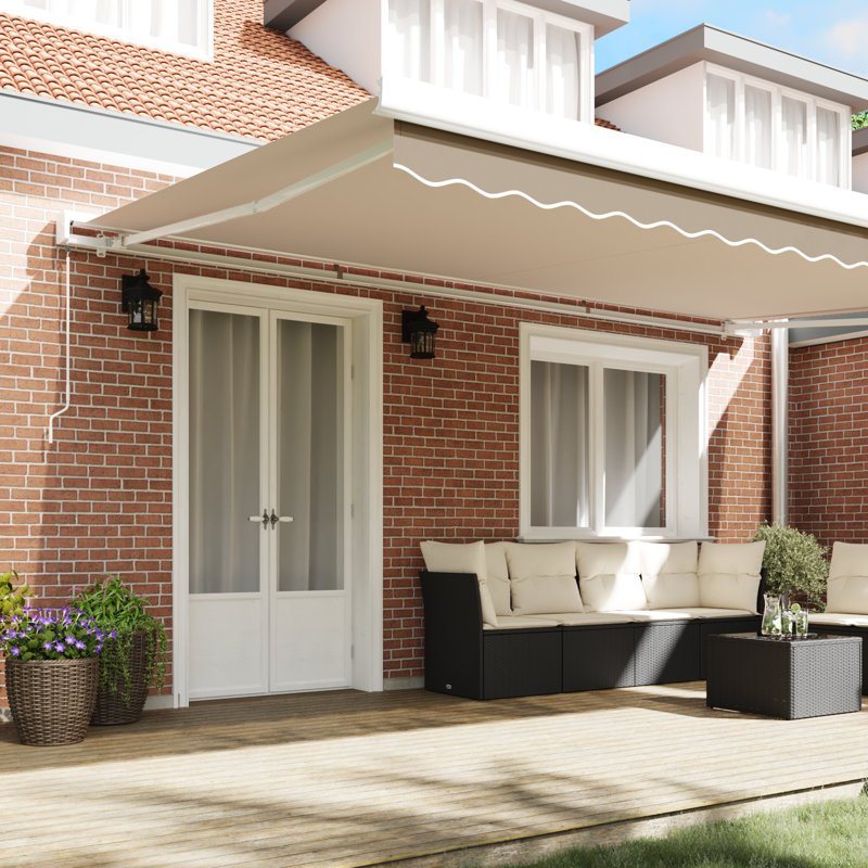 Longshore Tides Retractable Patio Awning, 500 cm W x 300 cm D, Beige