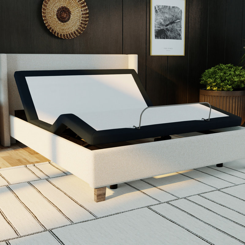 Lit double modèle 3 Base réglable - Zero Innovation, mouvement intuitif de la tête et des pieds en métal gris avec base, télécommande sans fil pour une expérience de confort optimale