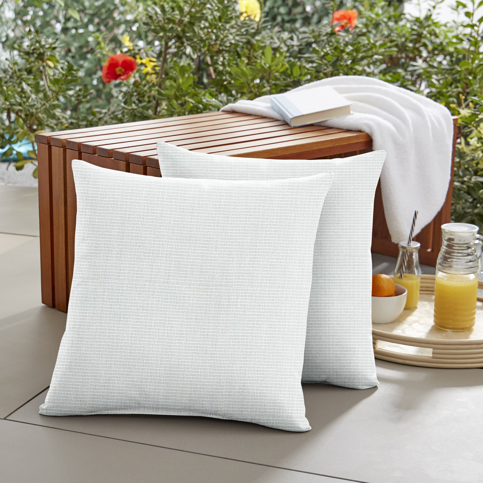 Ashish Outdoor Sunbrella Rectangular Pillow Cover & Insert, Square 20", Sunbrella - Canvas Jockey Red