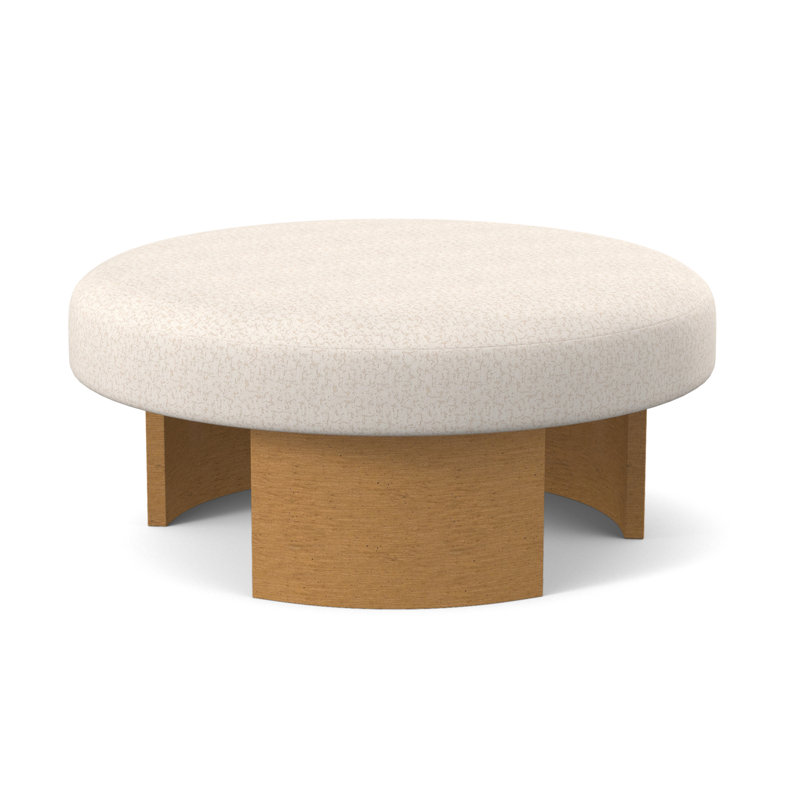 Eclipse Round Ottoman, Filigree Ivory 100% Polyester, Amber