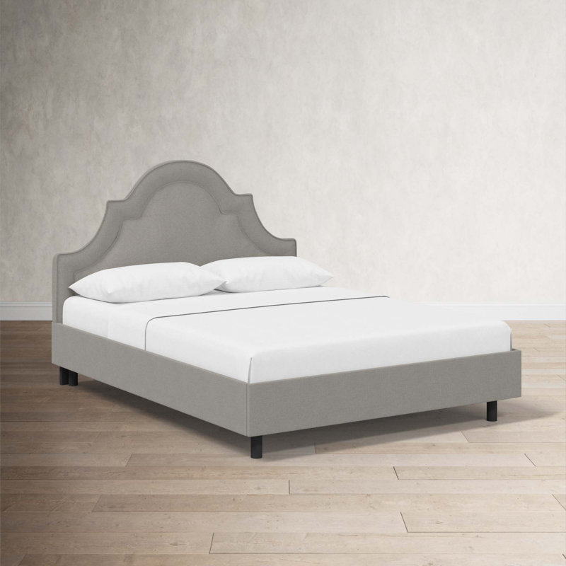 Knipe Upholstered Unfinished Scalloped Bed, Full, Classic Grey Linen
