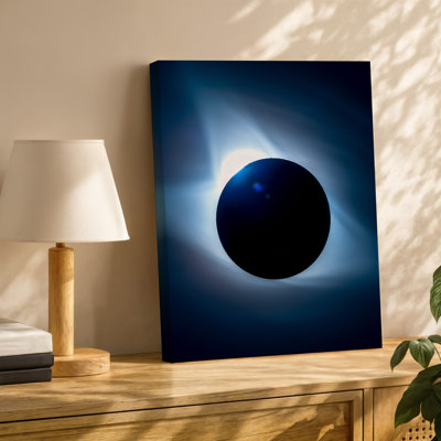 Canvas A Breathtaking Celestial Scene Capturing A Solar Eclipse Where A Wall Art Darkened Moon Partially Obscures A Brilliant Sun Canvas Wall Art