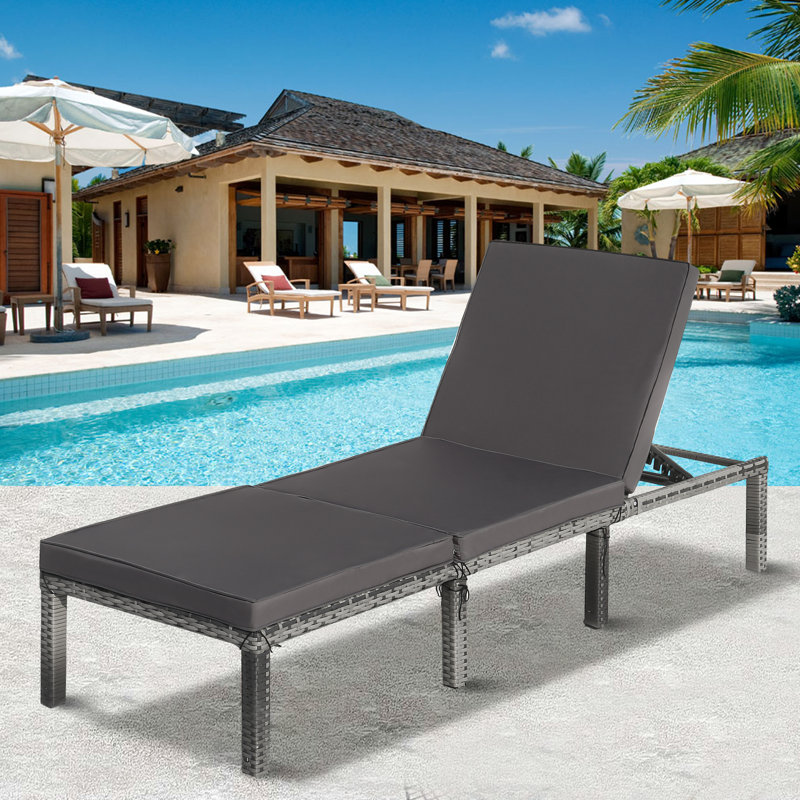 Gavivi 193 cm Long Single Chaise with Cushions, Grey