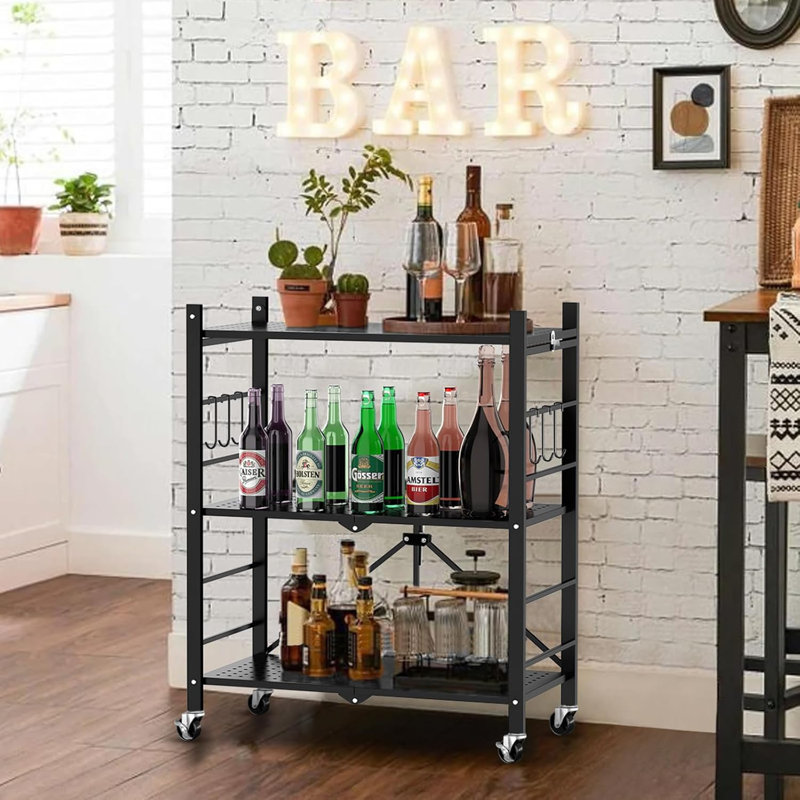 3 Tier Foldable Shelf With Wheels
