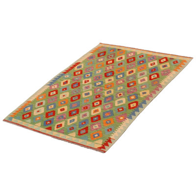 One-of-a-Kind 3'11" X 5'5" New Age Wool Area Rug in Light Green