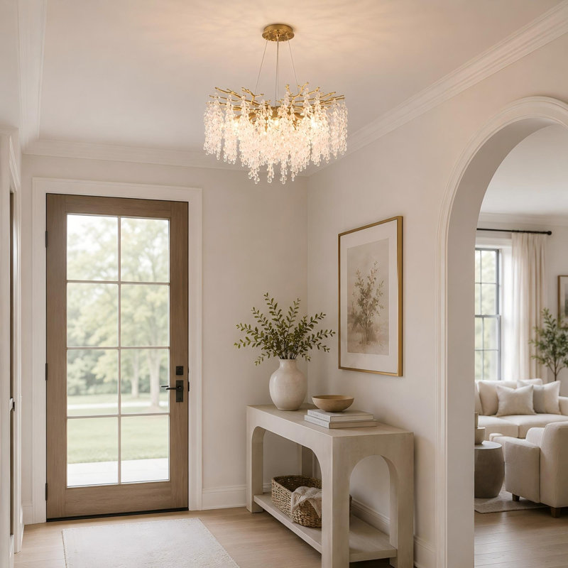 Lustre en cristal 23 po Modern, 3620 Lumens, 89.4" H x 23.62" W x 23.62" D, 8 Lights