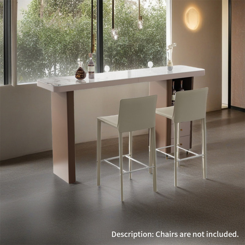 Table de bar en cuir italien, H 39,3 po x L 62,9 po x l 19,6 po