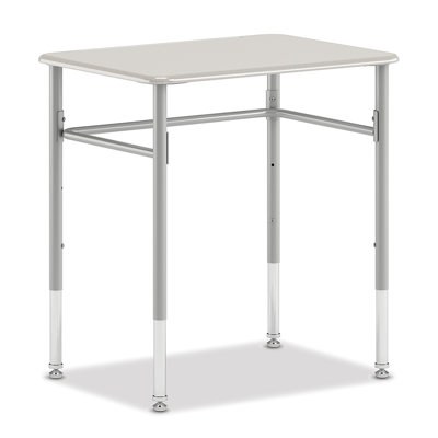 HON SmartLink Student Desk, Rectangle, Set of 2, Adjustable Height, White Top, Platinum Metallic Legs, 28"W