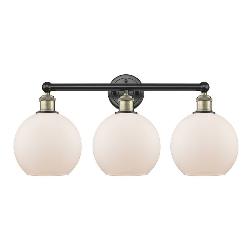 Ellington 3 - Light Dimmable Vanity Light, Matte White, Black Antique Brass