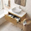 Meuble-lavabo flottant moderne 36 po avec lavabo et éclairage à DEL automatique - comptoir en pierre frittée, tiroir à fermeture en douceur, conception prête pour le spa-787267570