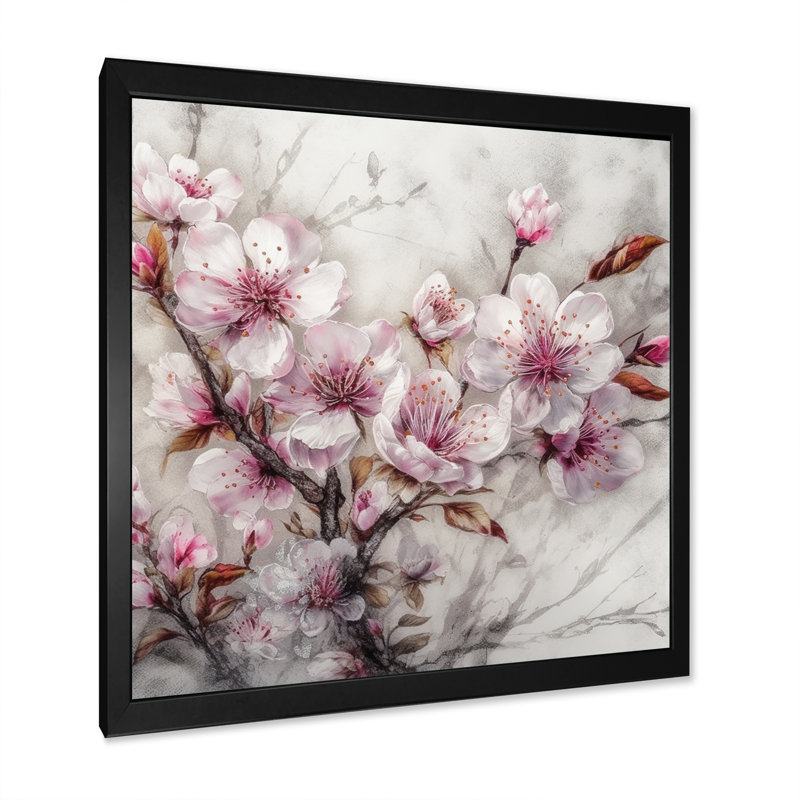 Rudelson «Blooming Cherry Blossom II», reproduction sur toile, Cadre photo noir, H 16 po x l 16 po x P 1 po