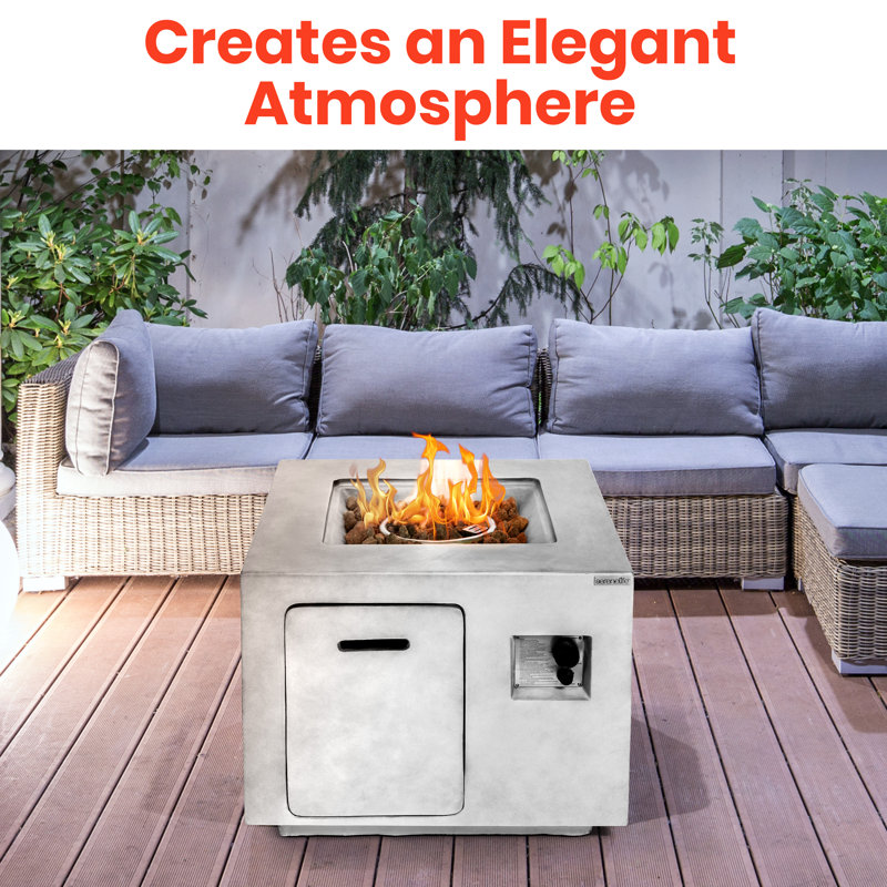SereneLife Weatherproof Gray Propane Gas Fire Pit Table