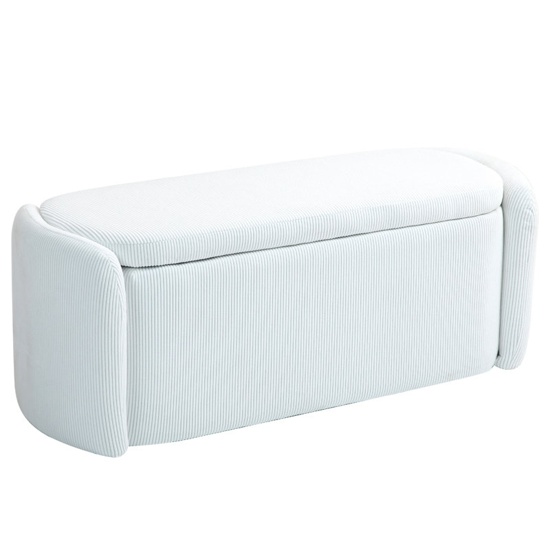 Corduroy Storage Bench for Bedroom,Bed End Ottoman Bench with Storage,Modern Oval Storage Bench with Seating for Living Room,Entryway,Window ( 45”)