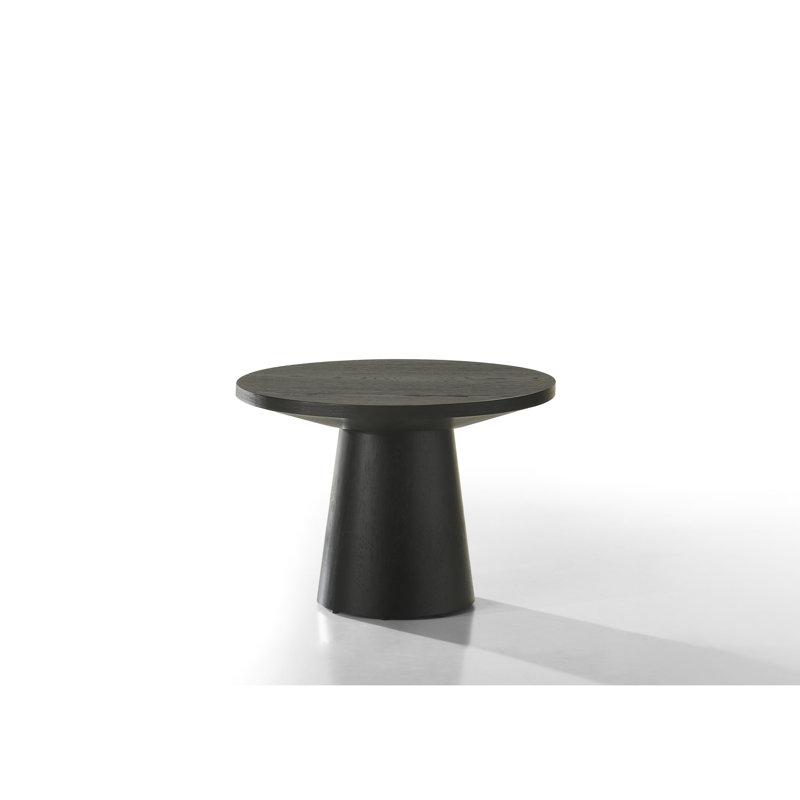 Table de bout ronde noire ébène 22 po avec grain de bois naturel séduisant avec finition H 15 po