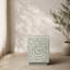 Tabouret d'appoint carré gris incrusté de nacre de Capiz avec motif en étoile