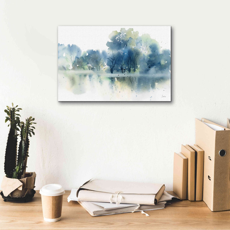 'Blue Pond Reflections' by Katrina Pete, Giclee Canvas Wall Art, 12" H x 18" W x 0.75" D