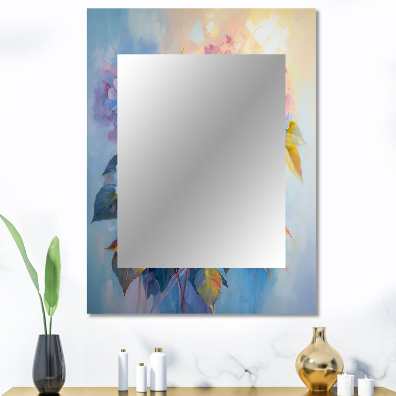 Bouquet d'hortensias tendres au pastel doux - miroir décoratif hydrangées, miroir mural traditionnel, impression d'art en métal