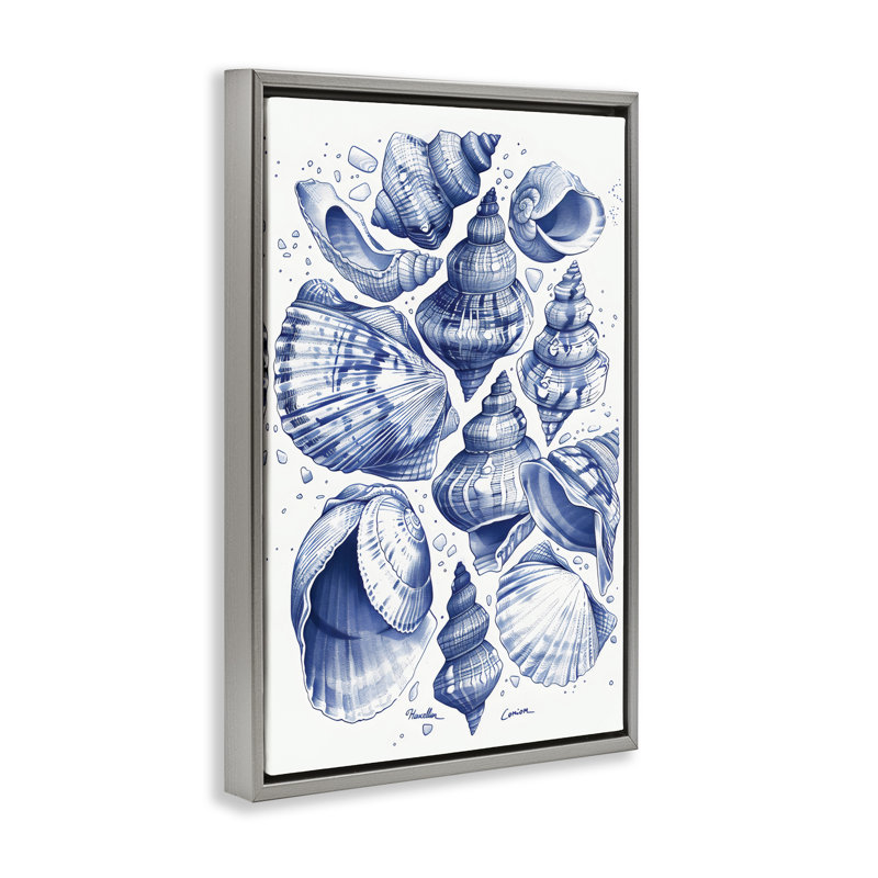 Aquatic Conch Collection Floating Frame, design by LSR Design Studio, 25" H x 17" W, Luster Gray Floater Frame