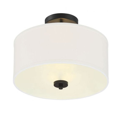 Ralston 13" W 2-Light Dimmable Semi-Flush Mount with Fabric Drum Shade