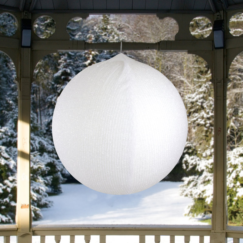 Décoration de Noël gonflable en forme de boule de Noël d'extérieur 23,5 po, Blanc