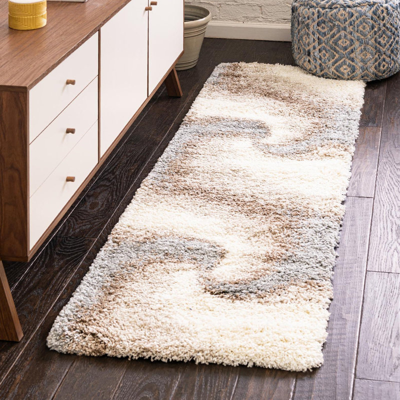 Abstract Indoor Rug, Runner 2' x 6'7", Gray/Beige