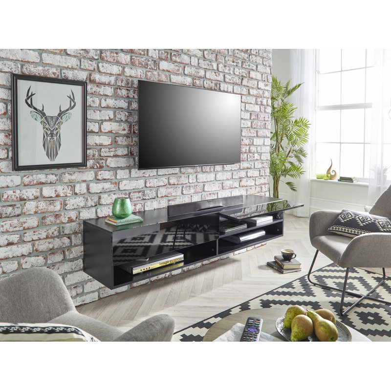 Loami Wall Mounted Black TV Cabinet Stand for TVs up to 65", Black