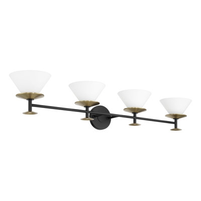 Éclairage pour meuble-lavabo noir mat et champagne 4 lumières Tekamah