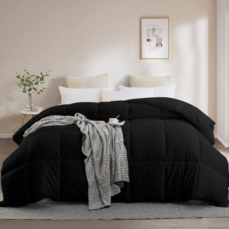 King Black Microfiber Down Alternative Comforter