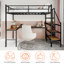 Lit mezzanine avec bureau en forme de L, grand espace de rangement et compartiments de rangement, structure de lit robuste avec escalier, garde-corps continu, peu encombrant, silencieux, sans ressorts éléphants requis-1387763651