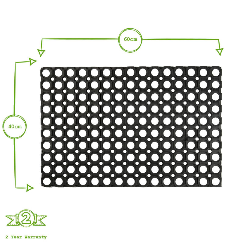 Nicola Spring - Heavy Duty Rubber Door Mat, 40cm W x 60cm L