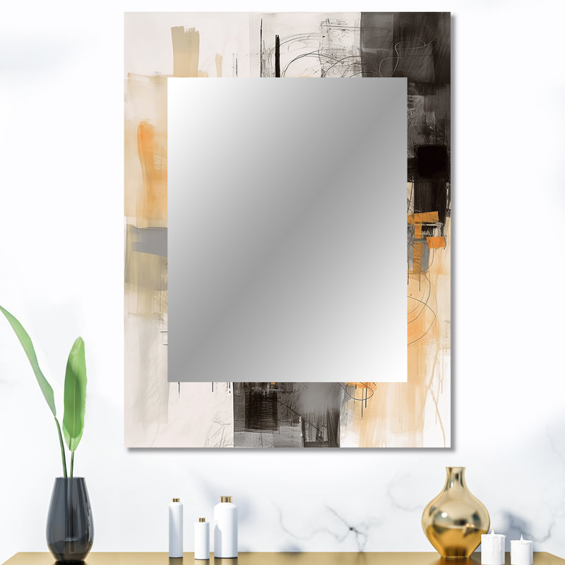 Abstract Design Shapes II - Abstract Collages Decorative Mirror, Modern Wall Mirror, Printed Metal Art, 40" x 30"
