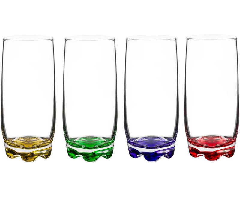 Verres à gin vibrant GlassSalle de GlassSafe - Base colorée 13,25 oz, ensemble de 4