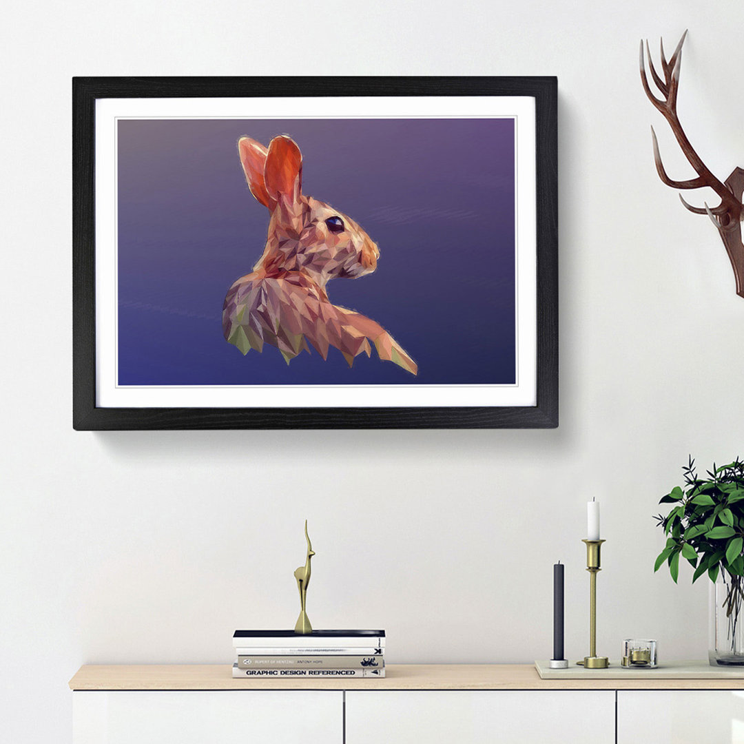 Geometric Rabbit Hare in Abstract - Framed Print