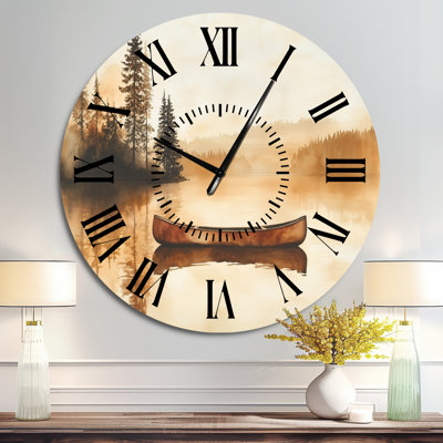 Lake Canoe Drifting - Nature Round Metal Wall Clock