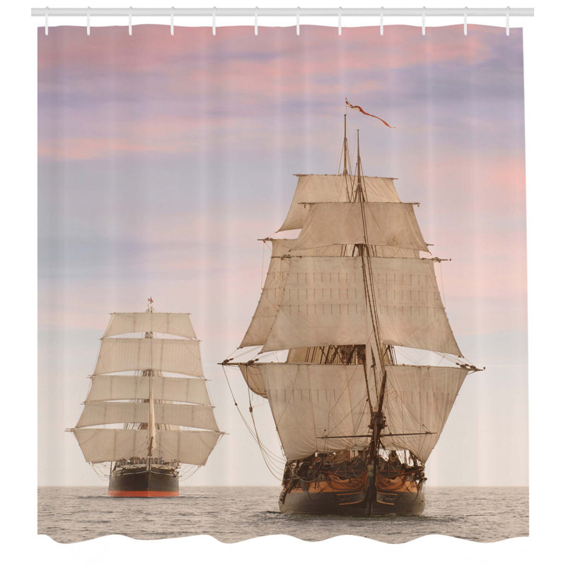 Rideau de douche simple en bois pour bateau à voile, H 75 po x l 69 po