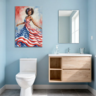 Fashion American Flag Dress Woman Portrait