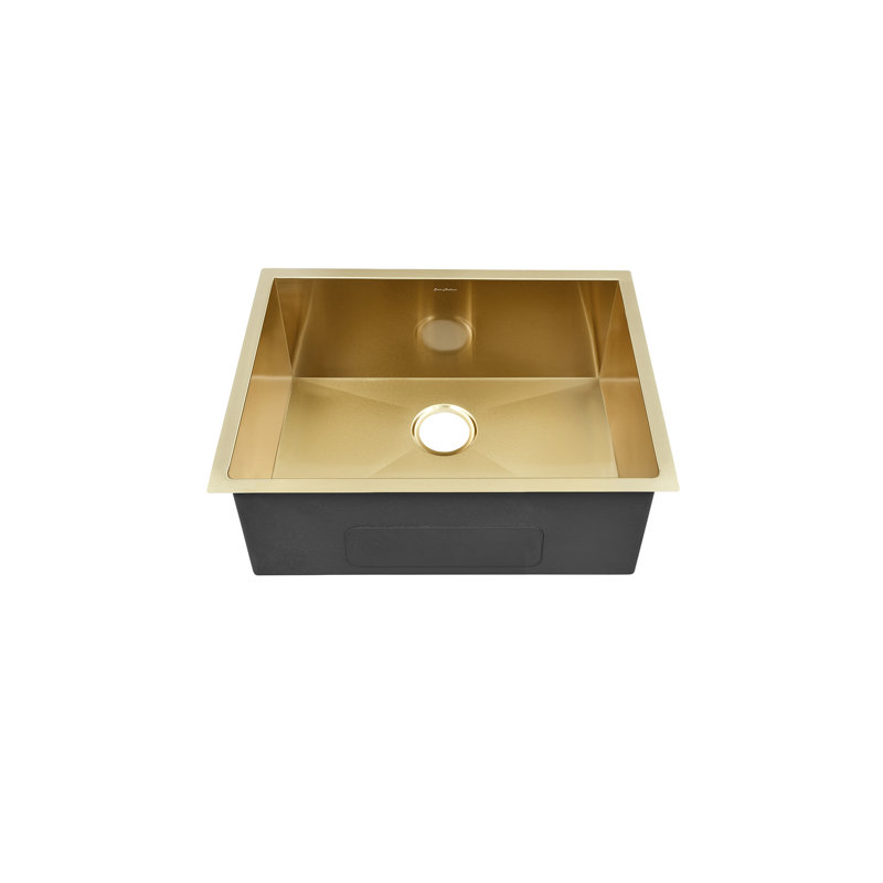 Tourner 21 x 18 Stainless Steel, Single Basin, Undermount Kitchen Sink, Gold, Gold