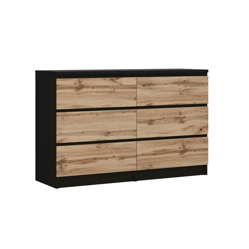 Demi 120cm W 6 - Drawer Chest of Drawers, Black/Oak